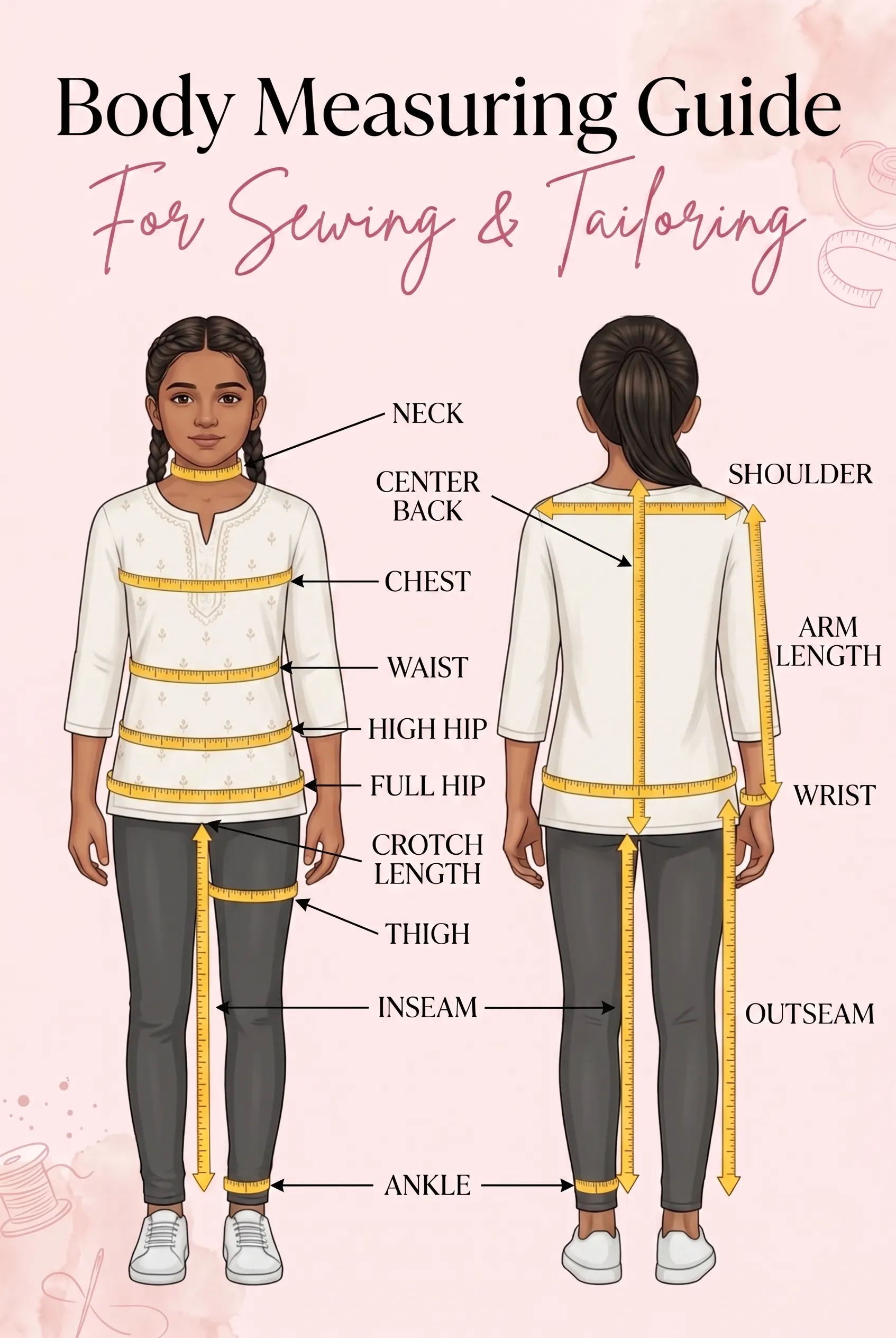 Female kid body measurement guide