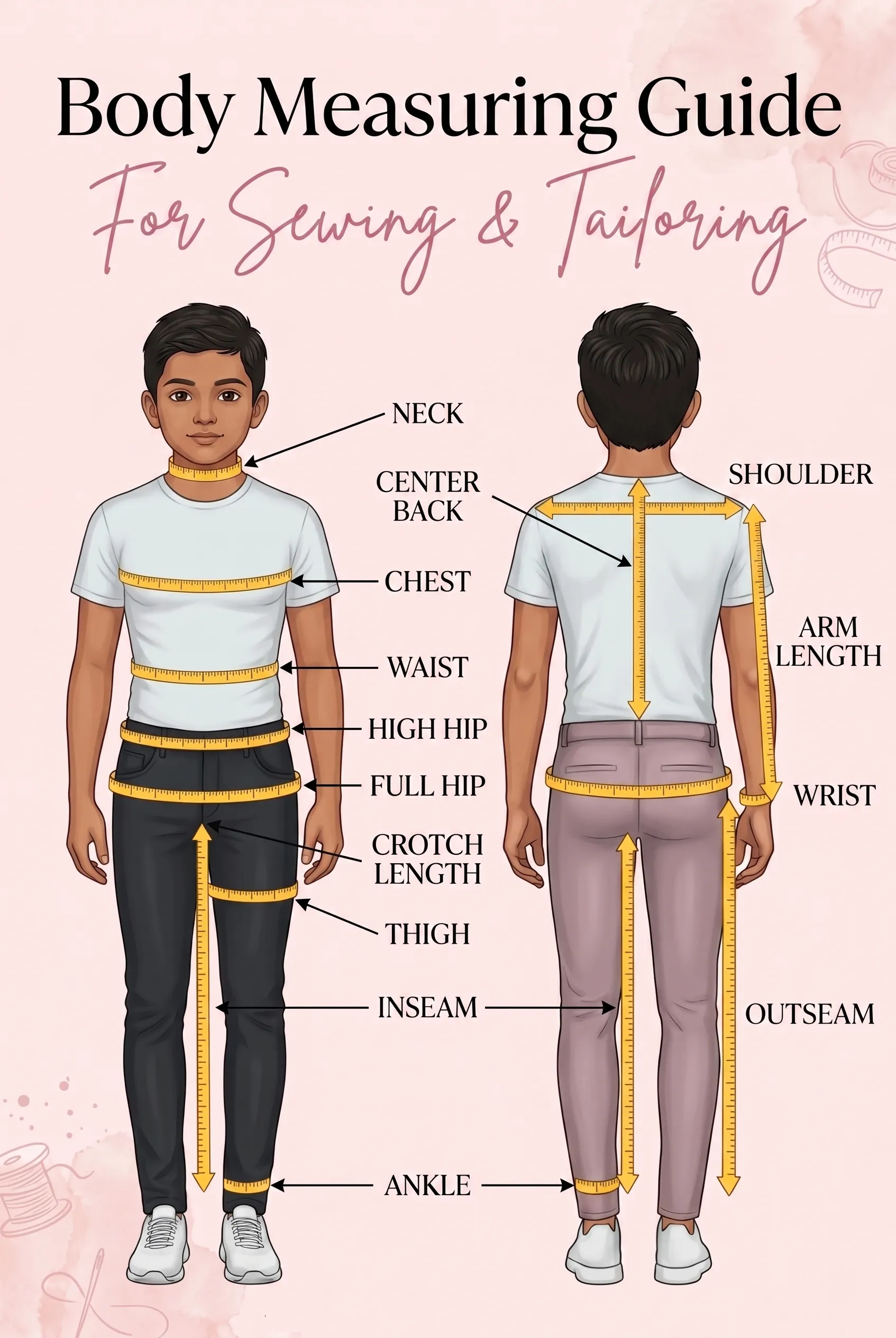 Male kid body measurement guide